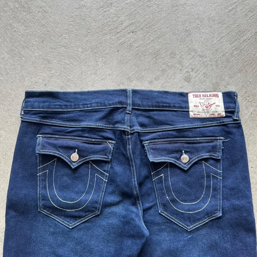 True Religion Jeans Size 40x32 Blue Dark Wash Denim Geno Relaxed Slim Flap Pocke